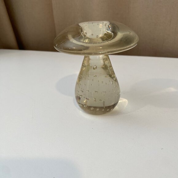 Vintage Glass Mushroom Paperweight‎ 3.5” Handcrafted Controlled Bubbles - Picture 4 of 7